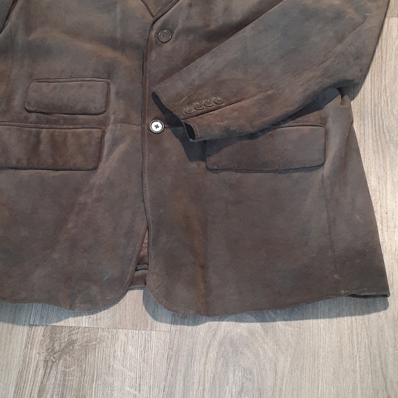 Mens Emanuel Ungaro Olive Green Suede Blazer XL - Picture 3 of 6